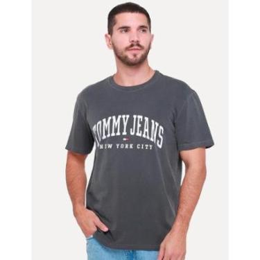 Imagem de Camiseta Tommy Jeans Masculina Regular Logo Varsity Washed Preto-Masculino