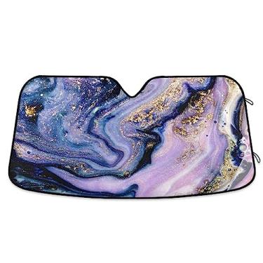 Imagem de Linda viseira de sol de carro com padrão de mármore, proteção solar para carro, proteção UV, persiana dobrável para janela de carro, caminhão, SUV