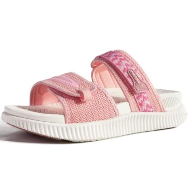 Imagem de KuaiLu Sandálias femininas modernas ortopédicas femininas atléticas de recuperação de almofada grossa com alça ajustável para caminhada com suporte de arco para fascite plantar confortável, Rosa,