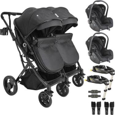 Imagem de Carrinho Kiddo de Gemeos 2 Bebe Conforto 2 Base ISOFIX Vox II Preto