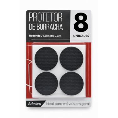 Imagem de Kit 8 Protetores de Borracha Autoadesivos 4cm Redondo para Pés de Móveis Antiderrapante Antirruído Proteção para Piso
