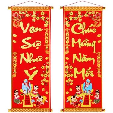 Imagem de Decoração de Ano Novo Vietnamita Casais 2026 TET Decorações Ano Novo Lunar Vietnamita Vermelho Casais Pendurados Boa Fortuna Festival de Primavera Enfeites para TET Decoração de Festa de Parede de