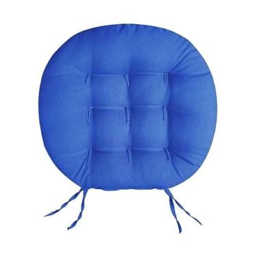 Imagem de Almofada Redonda P/Cadeira Sofá Banco Decoração Oxford Futton Futon 40x40cm almofada para cadeira para Cadeira Sofá e Banco com Amarração Assento Decorativo(Azul Royal)