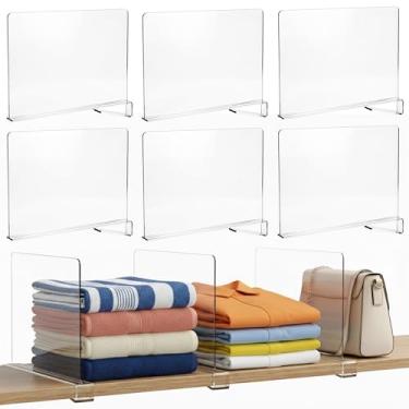 Imagem de SIP SORT Divisórias de prateleira de acrílico para organização de armários, pacote com 6 organizadores e armazenamento de armário de material reforçado de qualidade premium, perfeitos para organização