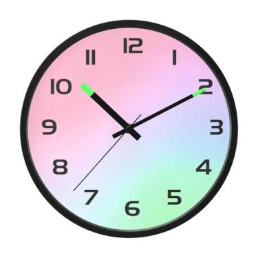 Imagem de CEBUGI Relógio de parede com luz noturna de 30,5 cm, que brilha no escuro, com sensor de voz, fundo gradiente, funciona a bateria para decoração de quarto e sala de estar