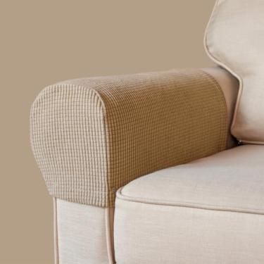 Imagem de Capas para cadeira de apoio de braço, capa elástica para poltrona para sofá e descanso de braço, antiderrapante, elastano, poliéster, capas de braço para sofá, poltrona para móveis, conjunto de 2