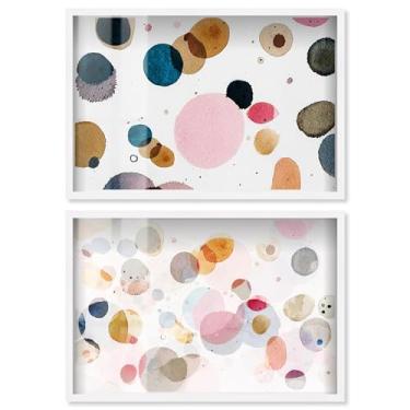 Imagem de Blush Boho Minimalista Shadowbox Impressão Casa de Banho Arte de Parede Conjunto de 2 por Art Remedy, Moldura Branca, 40,6 x 28,5 cm