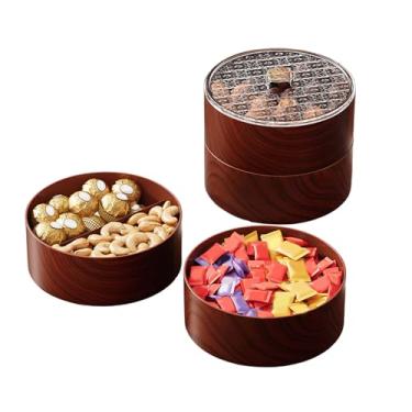 Imagem de BAFOVY Bandeja de Servir Doces de Nozes, Caixa Redonda de Frutas Secas de 3 Camadas Com Tampa, Prato de Aperitivo Dividido para Decoração de Casa e Festa