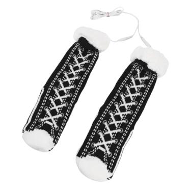 Imagem de Fockety Meias Aquecidas USB, Forro de lã Ultramacio Com Fio de Aquecimento de Fibra de até 50 ℃, Solas de Silicone Antiderrapantes para Homens, Mulheres, Inverno, Interior, Exterior, (Preta)