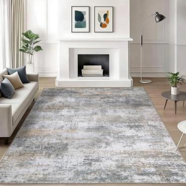 Imagem de WILLSUN Tapetes de área laváveis, tapetes antiderrapantes Boho grande para sala de estar, quarto, tapete vintage lavável à máquina, tapete com estampa floral interna para decoração de casa, tapete