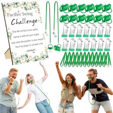 Imagem de Geelin 12 conjuntos de jogos engraçados de revelação de gênero para chá de panela, inclui 1 placa de madeira e 12 chupetas para chá de panela, revelação de gênero, lembrancinhas de festa, mulheres e