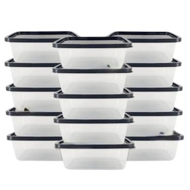 Imagem de Jogo 6 Potes 500ml Transparente Marmita Fitness Organizador Microondas Freezer BPA Free (6 PRETO)