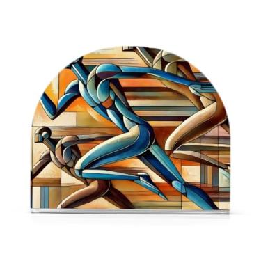 Imagem de Suporte de guardanapo marrom abstrato corredores, suporte de guardanapo ao ar livre, pacote com 2, suporte de acrílico antiderrapante