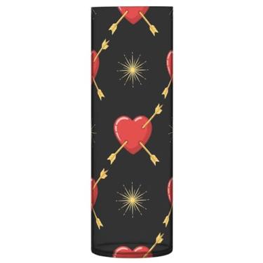 Imagem de CEBUGI Vaso de flores com estampa de corações 10 x 30 cm, vaso cilíndrico para flores, vaso transparente inquebrável para festa de casamento, decoração de casa