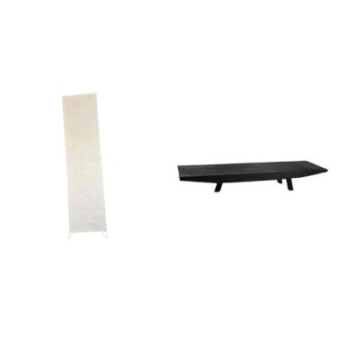 Imagem de Whtkoph Luminária de Chão de Papel para Sala de Estar com Bandeja de Madeira Multiuso, Estilo Rústico, Ideal para Servir Petiscos, Na Despensa Ou Como Mesa de