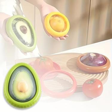 Imagem de 1 caixa de armazenamento de frutas de grande capacidade, hermética, sem BPA, design empilhável para abacate, cebola, limão e legumes para geladeira, verde