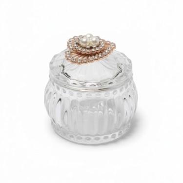 Imagem de Porta-Joias de Vidro Luxo com Pedraria e Pérolas – Brilho Real. (MODELO A)