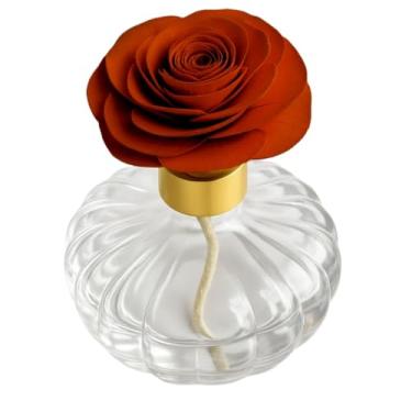 Imagem de Frasco Difusor de Ambiente Vidro Premium com Flor Decorativa e Tampa Dourada(2,Terracota)