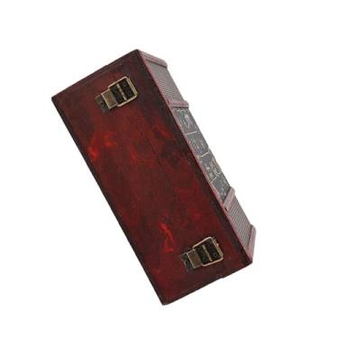 Imagem de Generic Livro de Madeira Vintage de Tamanho Pequeno, Caixa de Armazenamento de Joias, Organizador de Padrão de Lótus para Documentos da Bíblia (Estilo chinês com fechadura)