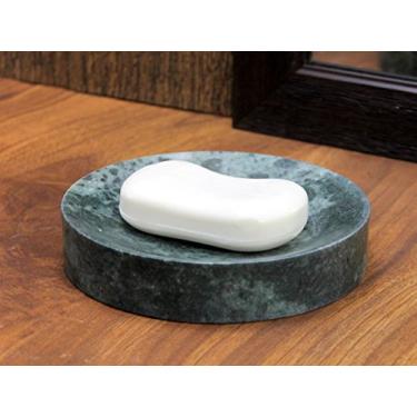 Imagem de KLEO — Acessórios de banho para banheiro, banheira ou lavatório de sabonete de pedra de mármore natural, Verde, Round-Green, 1