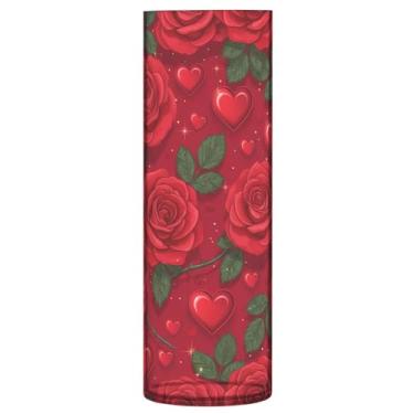 Imagem de CEBUGI Vaso de flor rosa vermelha 10 cm x 30 cm Vaso cilíndrico para flores, vaso transparente inquebrável para decoração de casa de festa de casamento