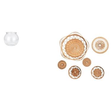 Imagem de Whtkoph Ornamento Transparente para Aquário Pequeno, Aquário, Tigela, Vaso, Mesa, Escritório, Casa, para Pendurar, Decorativo, Rattan Trançado, Arte de Parede