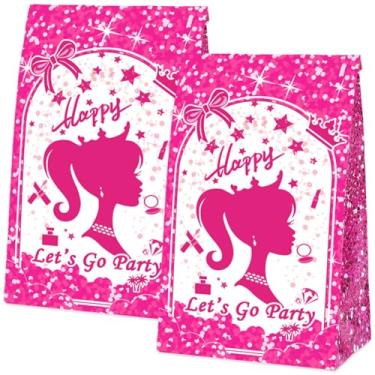 Imagem de We1stdsee 24 peças de sacolas temáticas de festa rosa para meninas, lembrancinhas de festa de aniversário, sacolas de doces, suprimentos de decoração de festa de aniversário
