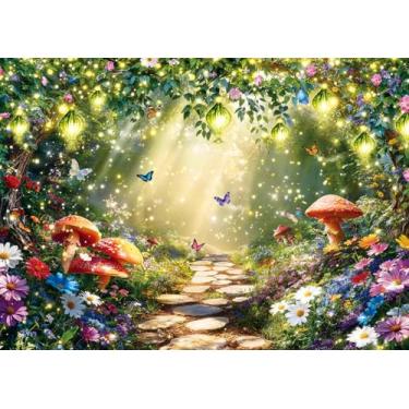 Imagem de Cenário de fotografia de floresta encantada de primavera, 20 x 1,8 m, jardim, floral, borboleta, país das maravilhas e conto de fadas, decoração de festa de primavera, adereços para fotos