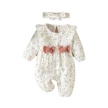 Imagem de Macacão Bebê Manga Comprida Estampado - Algodão, Casual, Verão, 3-6 me