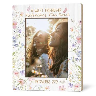 Imagem de APJYM Porta-retrato da amizade cristã, 12 x 18 cm, presentes para amigas cristãs, melhores amigas, melhores amigas, presentes para mulheres, uma doce amizade refresca a alma