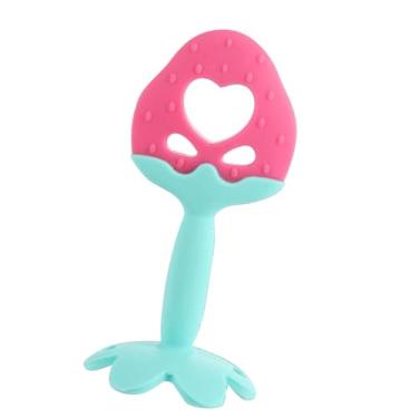 Imagem de aqxreight Mordedor de bebê Brinquedo Formato de Fruta Dentição Silicone Acalmar Gengivas de Bebês Brinquedo de Mordedor Lavável para Recém-nascidos Dentição de Morango é Uma Dentição que Possui Características Calmantes (Melancia)