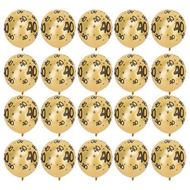 Imagem de Balões de látex de 40 anos, 20 peças, 12 espaços, decorações de festa de aniversário, balões confetes dourados e pretos para decoração de festa de casamento (Ouro)