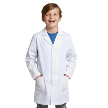 Imagem de Jaleco Infantil Branco Unissex para Educação Infantil com Manga Longa 