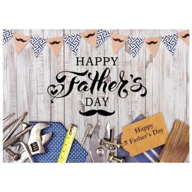 Imagem de WOLADA Pano de fundo para foto feliz dia dos pais pano de fundo branco de madeira banner dia dos pais melhor pai 25 x 2,5 m 12568