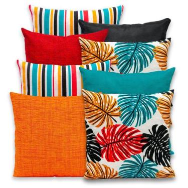 Imagem de Kit 8 Capas de Almofada Lisa e Estampada com Zíper Gorgurinho 40x40cm 