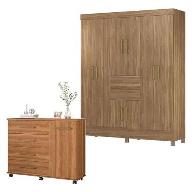Imagem de Cômoda Flora e Guarda Roupa Casal Munique Amêndola Touch - Demóbile