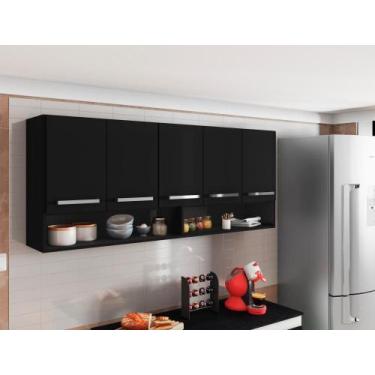 Imagem de Armario de Parede 5 Portas Preto Filipinas Brienza Movelaria - Casa Mo