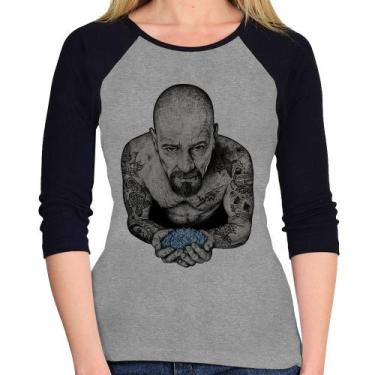 Imagem de Baby Look Raglan Walter White Tattoo Heisenberg Manga 3/4 - Foca na Mo