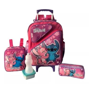 Imagem de Kit Mochila Escolar Rosa Filme Rodinhas Tam G Meninas