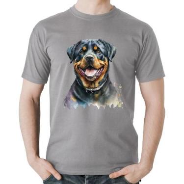 Imagem de Camiseta Algodão Cachorro Rottweiler - Foca na Moda, Cinza, M