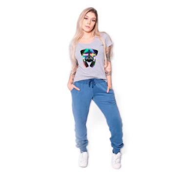 Imagem de Camiseta Longline Kruger's Concept Pug Dj - Feminino - XGG - Mescla, M