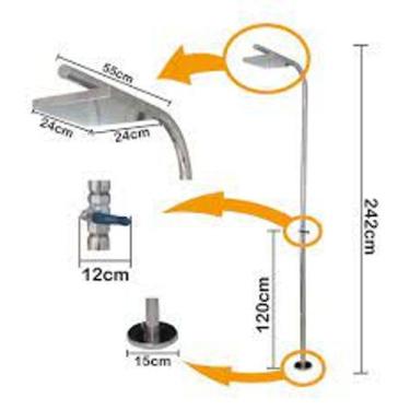 Imagem de Ducha Para Piscinas de Piso Quadrada Altura 235cm Barcelona Square - R