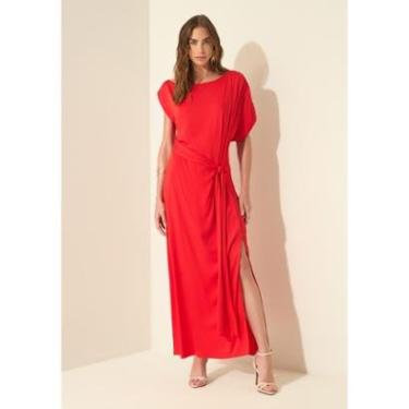 Imagem de Vestido Longo De Mangas Curtas Com Decote Assimétrico-Feminino