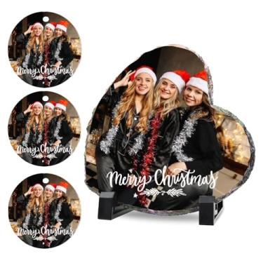 Imagem de Oirquent Placa de ardósia memorial em forma de coração – presente de Natal personalizado Quepitty, moldura personalizada para pai e relacionamentos de longa distância