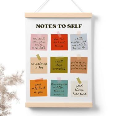 Imagem de PaJiaNi Notes To Self Motivational Quotes Decoração de arte de parede, pôster de decoração inspiradora, decoração de pôster de saúde mental para conselheiro escolar, canto sala de aula, quarto