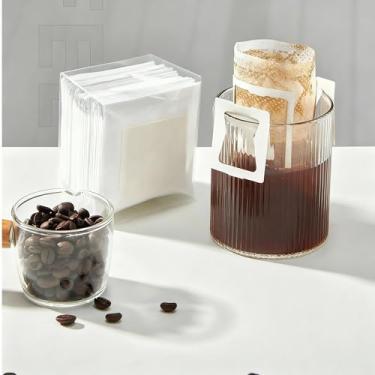 Imagem de Papel de filtro de café para orelha suspensa, pacote com 50, descartável, uso único para derramar café à mão