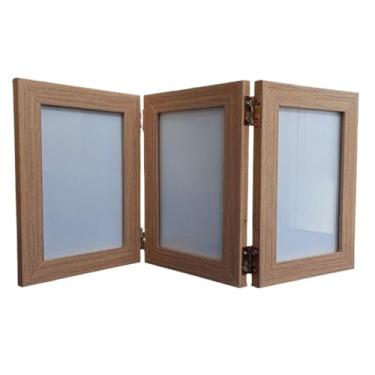 Imagem de Porta-Retrato Articulado 10x15 em Madeira com Vidro – Moldura Ajustável para Mesa e Decoração(Madeira Clara)