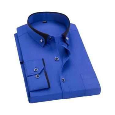 Imagem de Camisa Social Masculina Rosa Antirrugas Com Botões De Diamante, Manga 