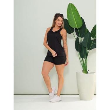Imagem de Conjunto Academia Esportivo Fitness Camiseta Regata Tapa Bumbum e Short Legging Cintura Alta-Feminino