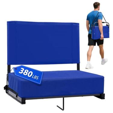Imagem de Assentos de estádio com suporte para as costas - Assento de arquibancada portátil acolchoado com alça de ombro - Cadeira larga com encosto e almofada para esportes e eventos ao ar livre
